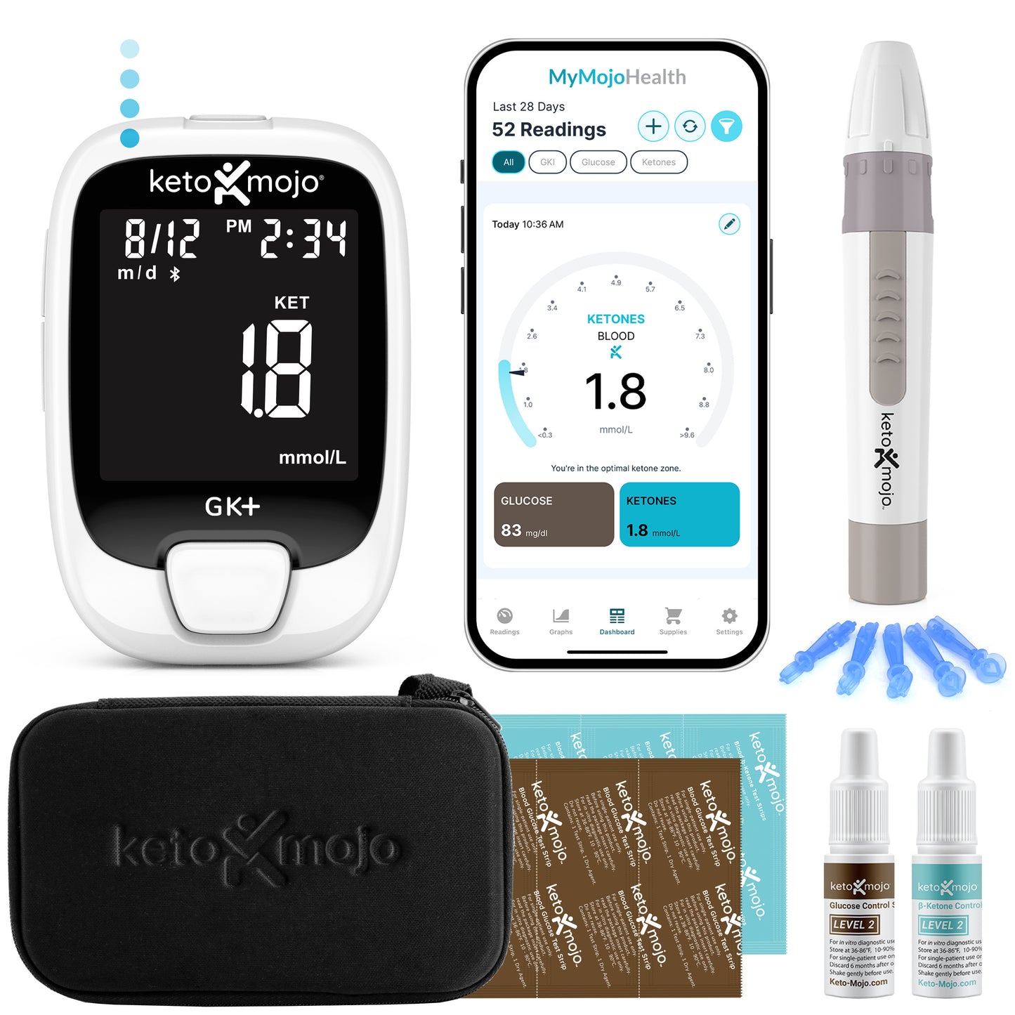 GK+ Blutzuckermessgerät & Ketonmessgerät - BASIS STARTER KIT
