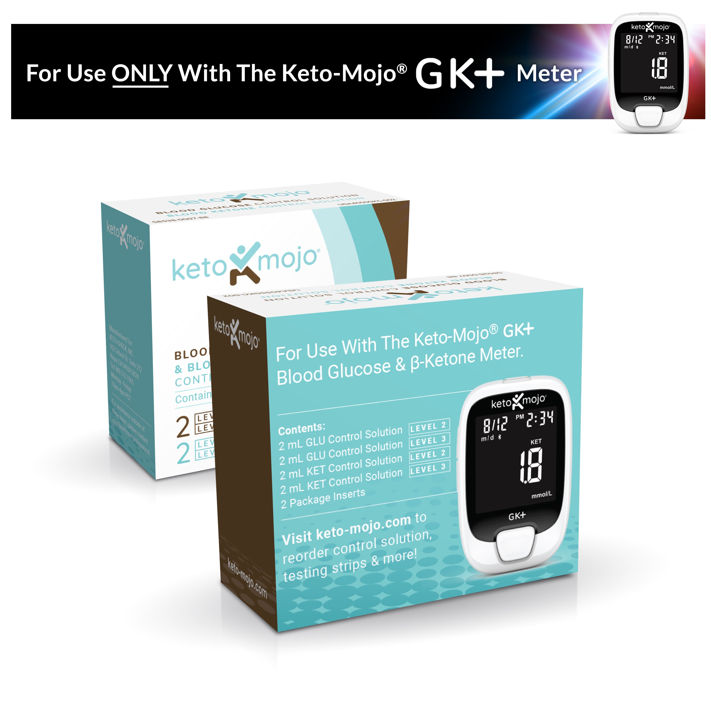 GK+ COMBO Glucose & Ketone Control Solutions KetoMojo USA